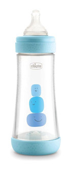 Chicco Perfect5 Polipropilen Gaz Yapmayan Antikolik 4+ Ay Desenli Mavi Damaklı Biberon 300 ml