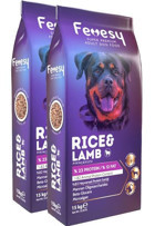 Fevesy Kuzu Etli-Pirinç Tüm Irklar Yetişkin Köpek Maması 2x15 kg