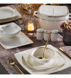 Aryıldız Bone Square AR31042 60 Parça 12 Kişilik Desenli Porselen Yuvarlak Yemek Takımı