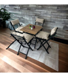 Modern Style Home Bistro Metal 4'lü Bahçe Koltuğu Bej-Siyah