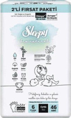 Sleepy Bio Natural 6 Numara Organik Cırtlı Bebek Bezi 46'lı