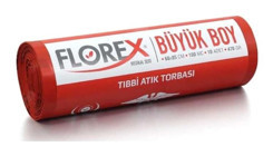 Florex Tıbbi Atık Büyük Boy 60x85 cm Çöp Poşeti 10 Adet Kırmızı