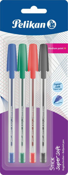 Pelikan Super Soft Plastik 4 Renkli 1 mm Çok Renkli 4'lü Tükenmez Kalem Seti