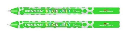 Pensan Jely Neon Plastik Yeşil 12'li Tükenmez Kalem