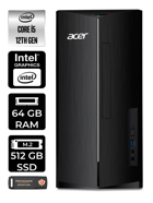 Acer Aspire TC1760 DT.BHUEM.005 Dahili Intel UHD Graphics Intel Core i5 12400 64 GB Ram 512 GB SSD Tower Windows 11 Pro Masaüstü Bilgisayar + PER4 BELLEK