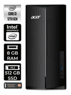 Acer Aspire TC1760 DT.BHUEM.004 Dahili Intel UHD Graphics Intel Core i3 12100 8 GB Ram 512 GB SSD Tower FreeDos Masaüstü Bilgisayar + PER4 BELLEK
