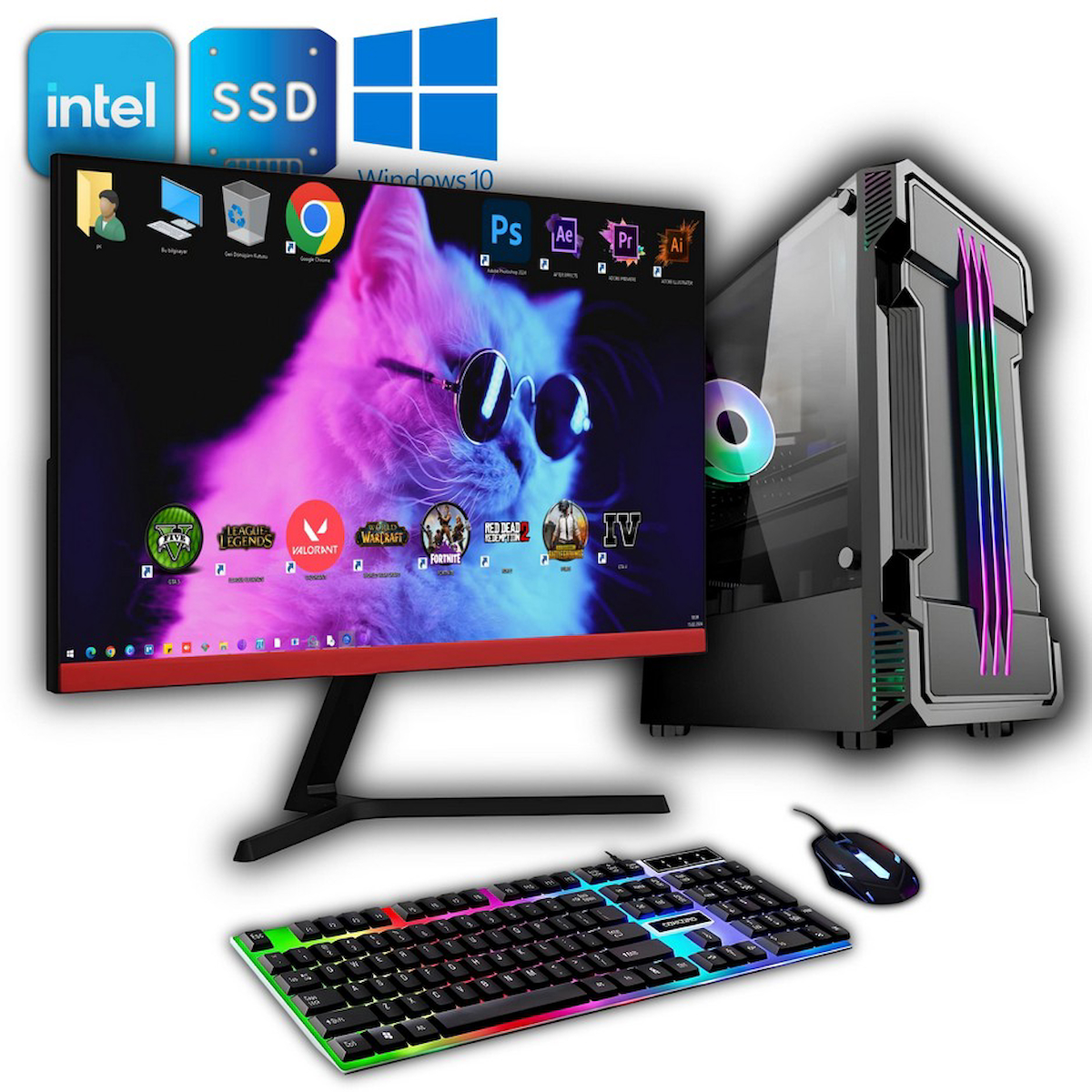 Avantron GMX8552 Harici Radeon R7 240 Intel Core i5 12400F 16 GB Ram DDR4 256 GB SSD Tower FreeDos 27 inç Monitörlü Masaüstü Bilgisayar