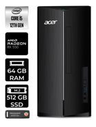 Acer Aspire DT.BHUEM.005 Harici Radeon RX 550 Intel Core i5 12400 64 GB Ram 512 GB SSD Tower FreeDos Masaüstü Bilgisayar + PER4 BELLEK