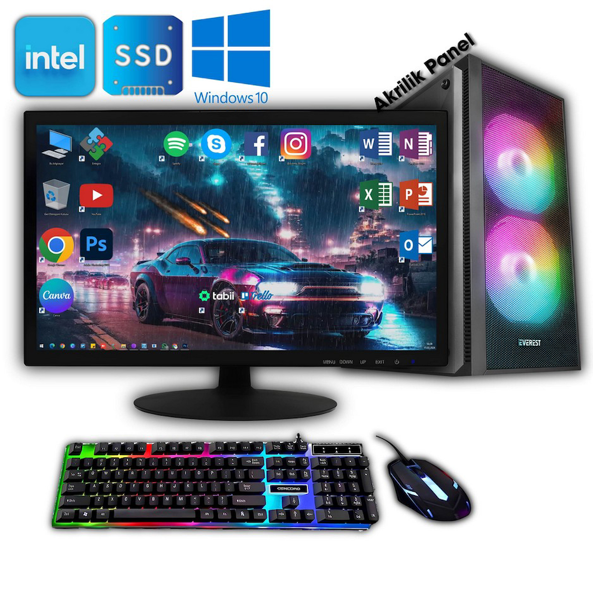 Avantron GMX7892 Harici GeForce GT 740 Intel Core i7 2011P 8 GB Ram 256 GB SSD Tower FreeDos 21.5 inç Monitörlü Masaüstü Bilgisayar