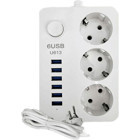 Egonex Cx-U613-W 3'lü Soket 1.6 metre 6'lı USB Kablolu Çiftli Akım Korumalı Priz