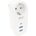 Fly 3400-01 Tekli Soket 3'lü USB Kablosuz Tekli 2500 J Akım Korumalı Priz