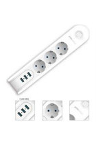 Prc Mp09 3'lü Soket 2 metre 3'lü USB Kablosuz Tekli 2500 J Akım Korumalı Priz