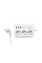 Polosmart Mp08 3'lü Soket 2 metre 3'lü USB Kablolu Tekli 2500 J Akım Korumalı Priz