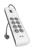 Belkin Bsv804Vf2M 8'li Soket 2 metre 2'li USB Kablolu Çiftli 900 J Akım Korumalı Priz