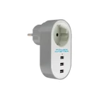 Powermaster Tekli Soket 3'lü USB Kablosuz Tekli Akım Korumalı Priz