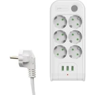 Polosmart Mp10 6'lı Soket 2 metre 3'lü USB Kablolu Çiftli 4000 J Akım Korumalı Priz