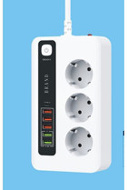 Hepu Hp-H03 3'lü Soket 2 metre 5'li USB Kablolu Çiftli Akım Korumalı Priz