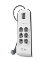 Belkin Bsv604Vf2M 6'lı Soket 2 metre 2'li USB Kablolu Çiftli 650 J Akım Korumalı Priz