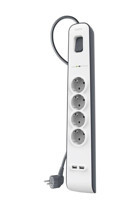 Belkin Bsv401Vf2M 4'lü Soket 2 metre 2'li USB Kablolu Tekli Akım Korumalı Priz