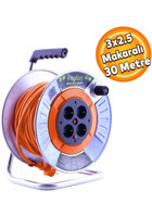 Bylıon IP20 3500 W Kalın Topraklı Akım Korumalı 4'lü 30 m Makaralı Uzatma Kablolu Priz Çok Renkli