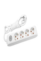 Vi̇ko Multi-Let 3500 W Kalın Topraklı Anahtarlı 4'lü 2 m Uzatma Kablolu Priz Beyaz