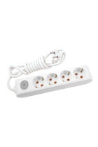 Vi̇ko Multi-Let 3500 W Kalın Topraklı Anahtarlı 4'lü 5 m Uzatma Kablolu Priz Beyaz