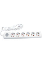 Vi̇ko Multi-Let 3500 W Kalın Topraklı Anahtarlı 6'lı 3 m Uzatma Kablolu Priz Beyaz