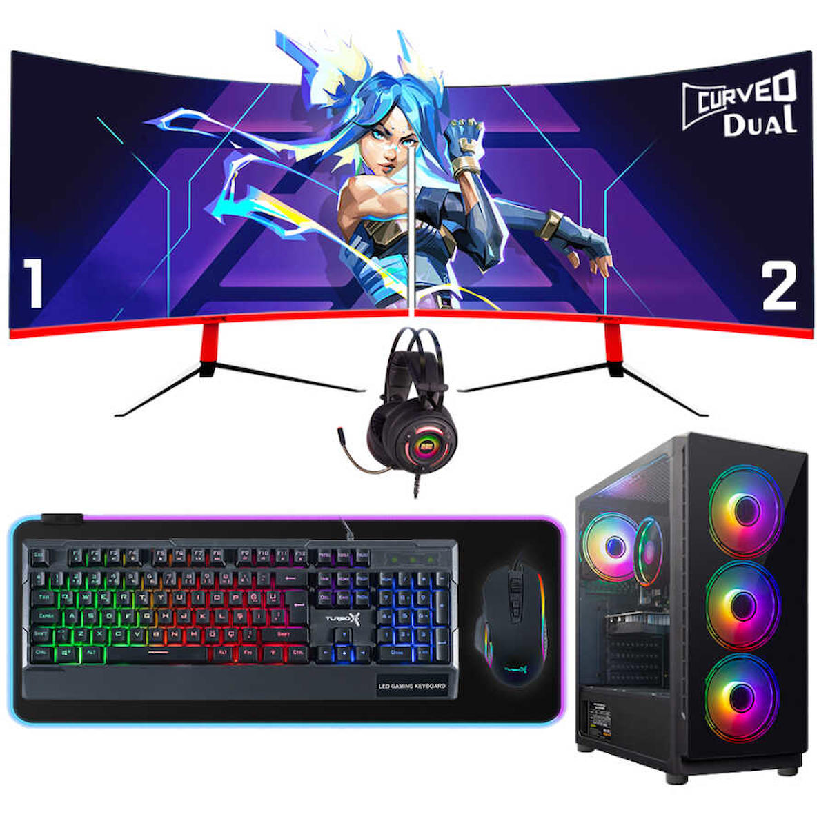 Turbox TX4010 Harici Radeon RX 550 AMD Ryzen 5 5500 16 GB Ram DDR4 512 GB SSD Tower FreeDos Masaüstü Bilgisayar