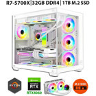Zeiron Mirage X32 Harici GeForce RTX 4060 AMD Ryzen 7 5700X 32 GB Ram 1 TB SSD Tower FreeDos Masaüstü Bilgisayar