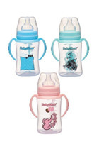 Babytime Plastik Yavaş Akışlı Kulplu 0-6 Ay Desenli Çok Renkli Damaklı Biberon Seti 150 ml