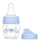 Wee Baby 792 Cam Yavaş Akışlı 0-6 Ay Desenli Mavi Damaklı Biberon Seti 30 ml