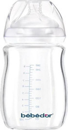 Bebedor 51301 Cam Gaz Yapmayan Antikolik 3+ Ay Şeffaf Damaklı Biberon Seti 260 ml