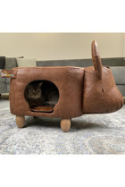Zooturak Boğa Bulli Dikdörtgen Su Geçirmez İç Mekan Kedi Evi Kiremit Rengi