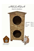 Melada Mobilya Dikdörtgen İki Katlı Su Geçirmez Dış Mekan Kedi Evi Ahşap Rengi