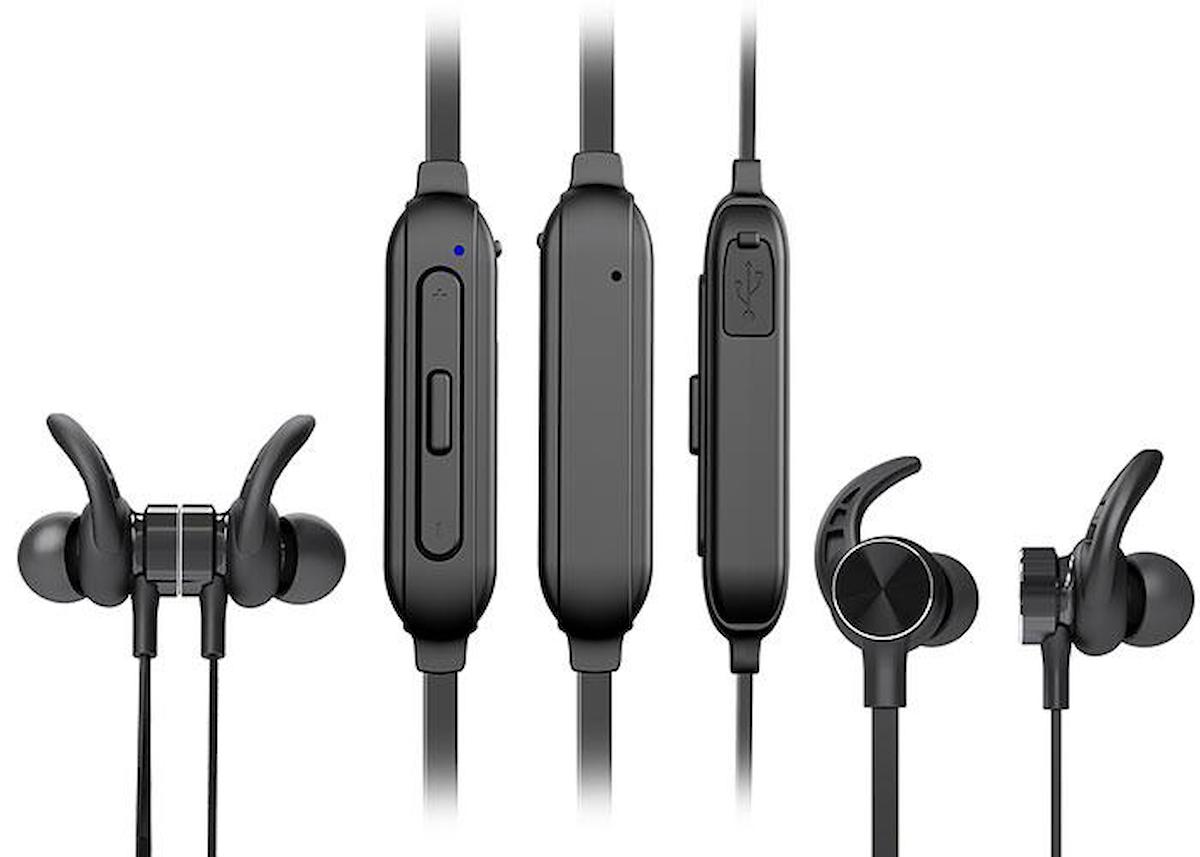 Hytech HY-XBK95 Android & iOS Uyumlu Tek Mikrofonlu Silikonlu Kablolu-Kablosuz Boyun Askılı Bluetooth Kulaklık Siyah