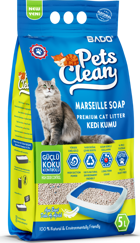 Pet's Clean Topaklanan İnce Taneli Bentonit Kedi Kumu 5 lt