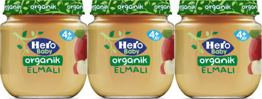Hero Baby Tahılsız Glutensiz Organik Elmalı Kavanoz Maması 3x120 gr