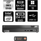 Lenovo ThinkCentre 50Q Gen 4 12LN0048TRP446 Dahili Intel UHD Graphics Intel Core i5 13420H 64 GB 256 GB Windows 11 Pro Mini Pc + Per4 USB Flash Bellek
