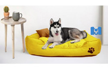 Mavi Vitrin Ultrasoft Yıkanabilir Büyük Irk İç Mekan Köpek Yatağı Sarı