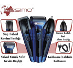 Lesima Saç Sakal Burun 3 Başlıklı Çok Amaçlı Kuru Tıraş Makinesi