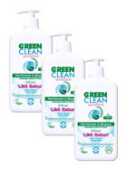 Green Clean Sensitive Alkolsüz Antibakteriyel Organik Nemlendiricili Parabensiz Vegan Köpük 3'lü 500 ml Sıvı Sabun