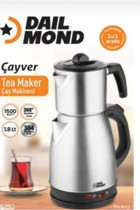 Dailmond Çayver Çelik Demlikli 2000 W Çelik Gövdeli İnox Çay Makinesi