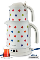 Goldmaster Viola Metal Demlikli 2200 W Çelik Gövdeli Beyaz Çay Makinesi