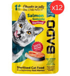 Bado Somon Parça Etli Yaş Kedi Maması 12x85 gr