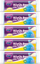 Parex Güçlü Büzgülü Büyük Boy 65x80 cm Çöp Poşeti 5x7 Adet Mavi