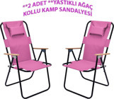 Exent Katlanır Kolçaklı Pembe Yetişkin 2'li Kamp Sandalyesi
