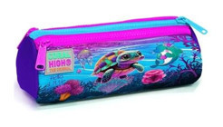 Coral High Pembe-Mor Düz Bez Bölmeli 3 Gözlü Kaplumbağa Oval Cüzdan Kalemlik