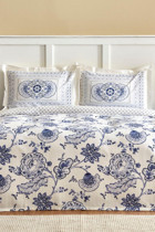Karaca Home Amar Pamuk 160x220 cm Lastikli Çiçekli Tek Kişilik Nevresim Takımı Mavi