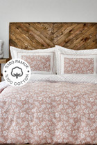 Karaca Home Celerina Pamuk 160x220 cm Lastikli Çiçekli Tek Kişilik Nevresim Takımı Pembe