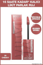 Maybelline New York Super Stay Vinyl 35 Cheeky Parlak Likit Fırçalı Ruj